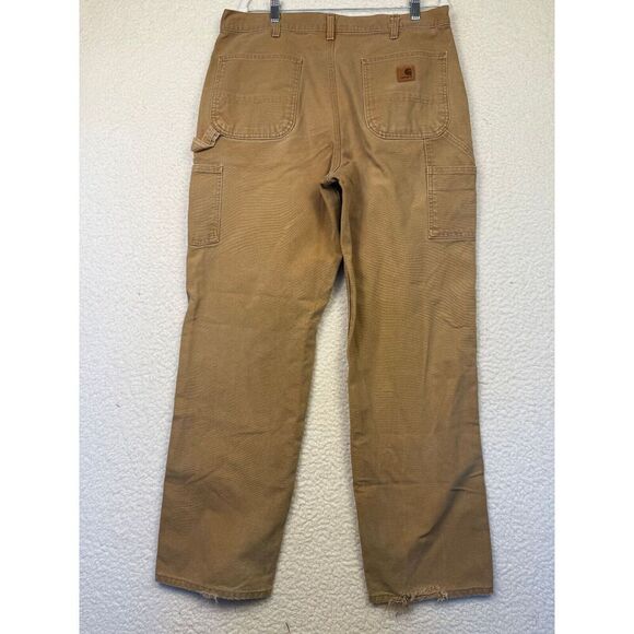 Carhartt Mens‎ B11 Brown Loose Fit Carpenter Thrashed Work Wear Pants 36x34 - Picture 2 of 10